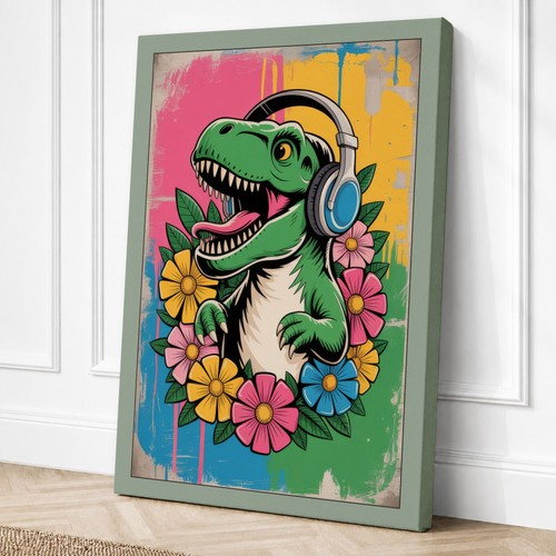 Dinosaur with headphones pop - dinosaur,