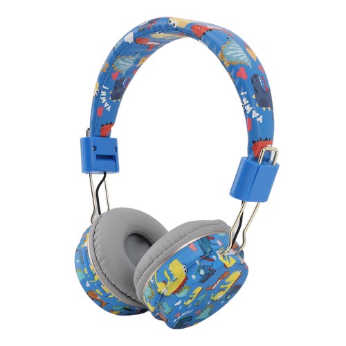 Cute blue dinosaur - blue, headphones