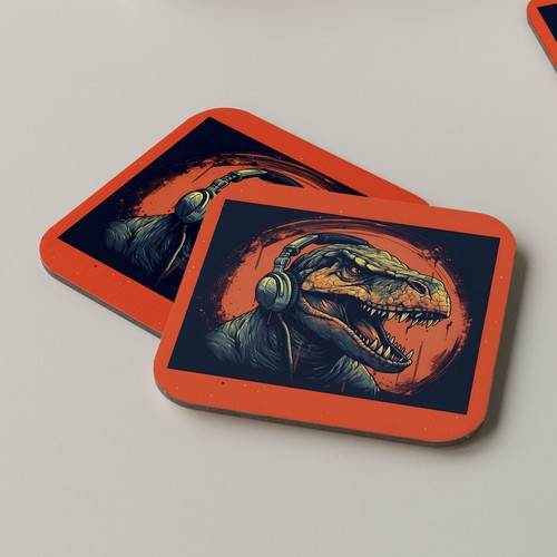Dinosaur coaster drinks tea - coaster,