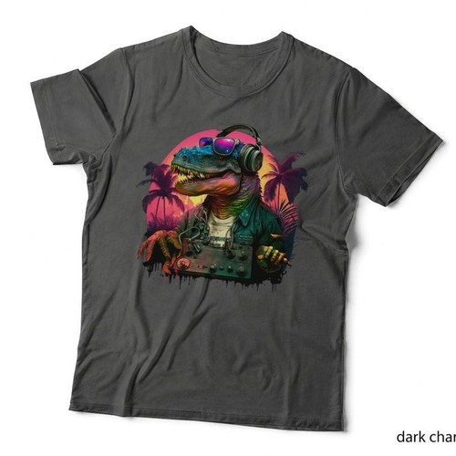 Dinosaur headphones graphic - dj,